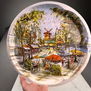 Vintage Daher Decorated Ware Tin Tray 16" Moulin Rouge Paris MCM French Travel